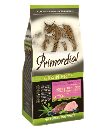 Primordial פרימורדיאל ללא דגנים לגורי חתולים – הודו ברווז אוכמניות לספדזה