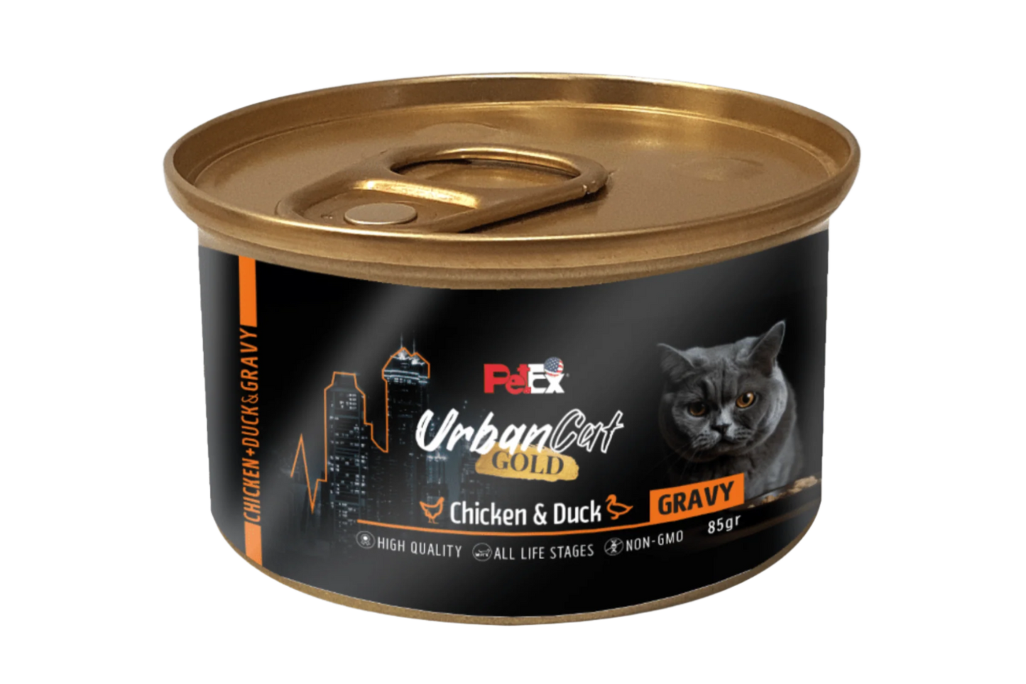 Urban Cat GOLD – שימור עוף עם ברווז ברוטב לחתולים (85 גרם)