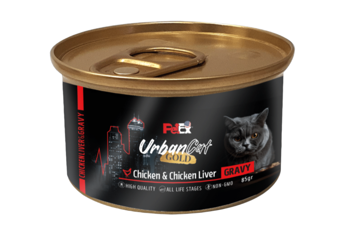 PETEX Urban Cat GOLD – שימור עוף עם ברווז ברוטב לחתולים (85 גרם)