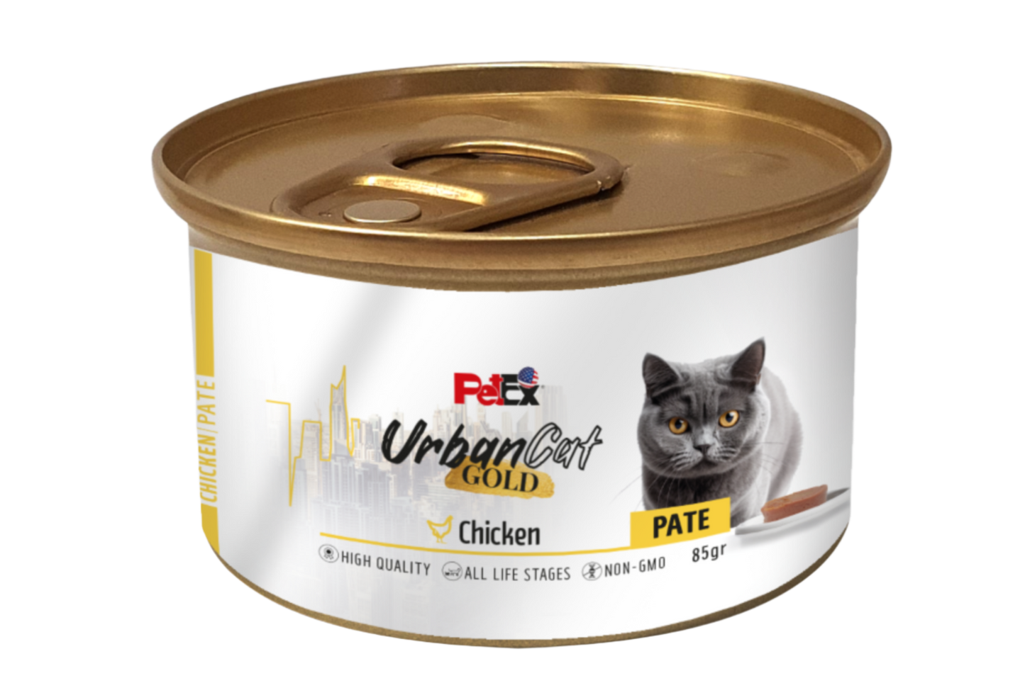 PETEX Urban Cat – שימור פטה עוף לחתולים (85 גרם)