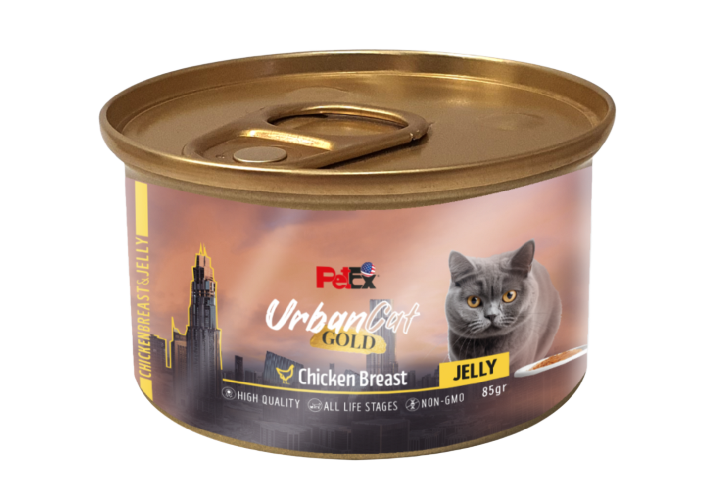 PETEX Urban Cat – מעדן חזה עוף במרקם ג'לי לחתולים (85 גרם)