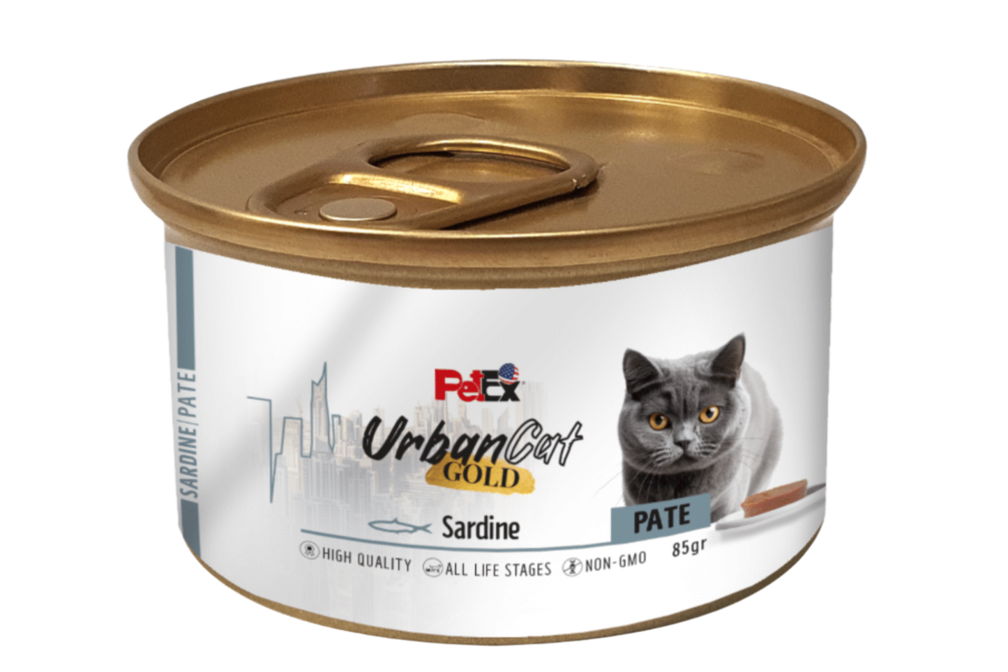 PETEX Urban Cat GOLD – שימור פטה סרדינים לחתולים (85 גרם)