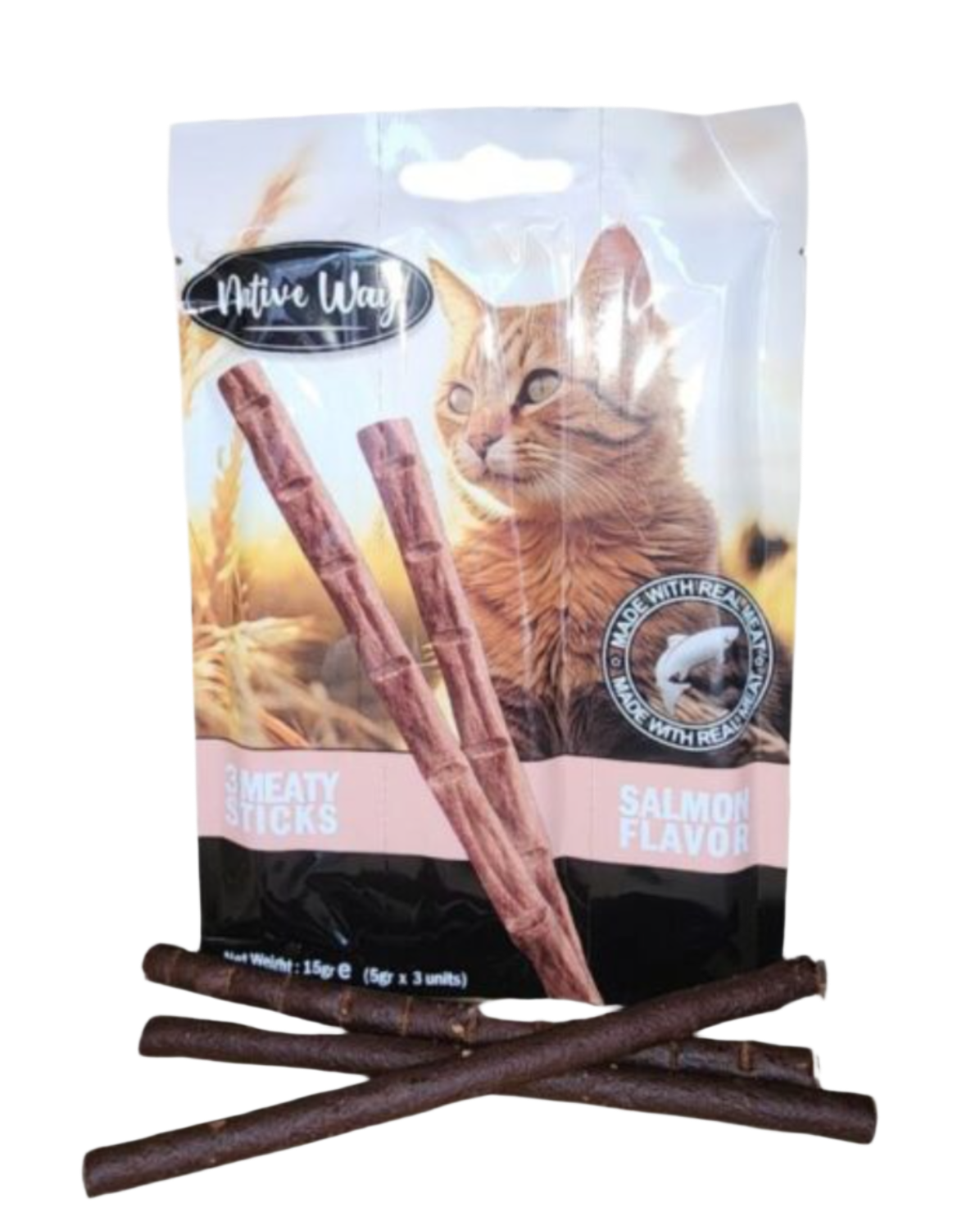 חטיף מקלוני בשר אמיתי לחתול בטעם סלמון