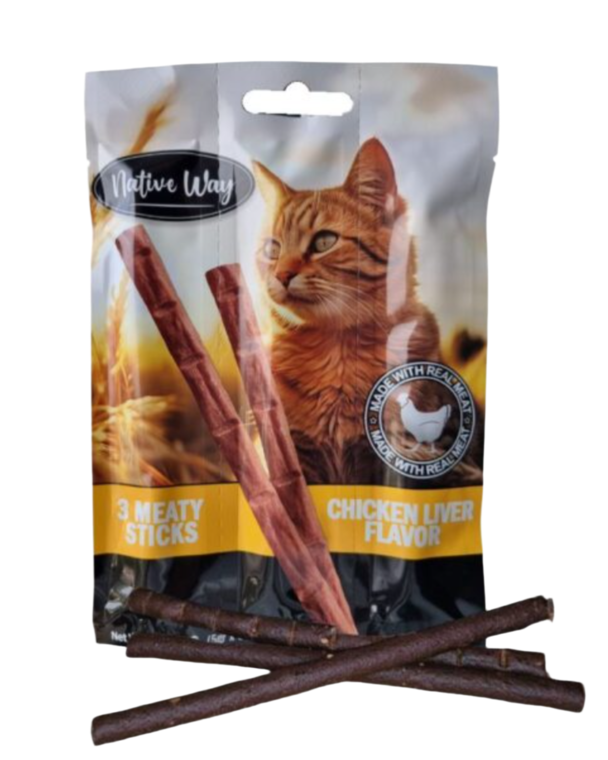 חטיף מקלוני בשר אמיתי לחתול בטעם עוף