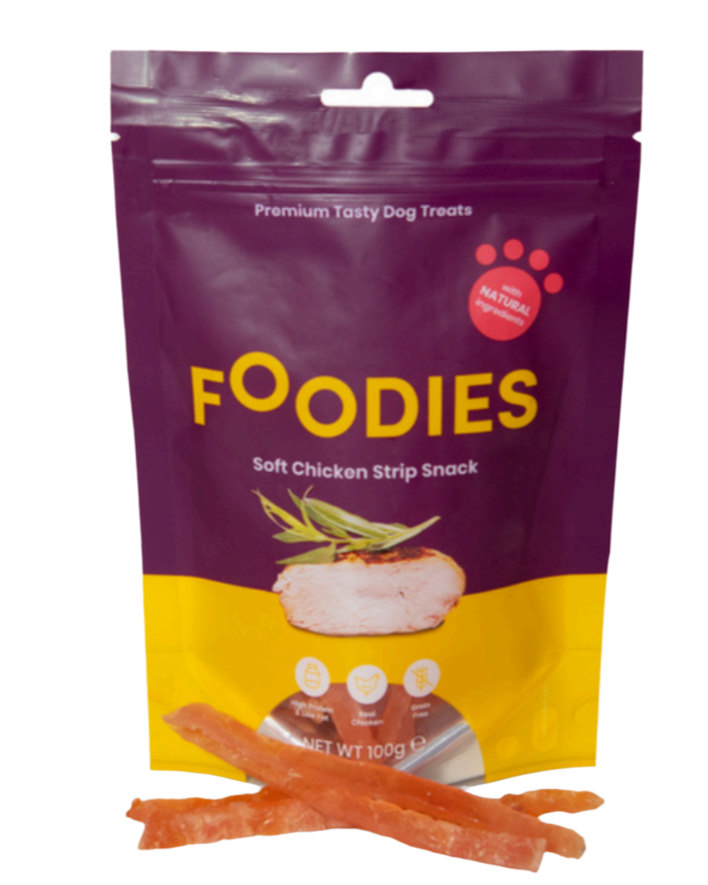FOODIES – חטיף רצועות עוף רכות לכלבים בוגרים | 100 גרם