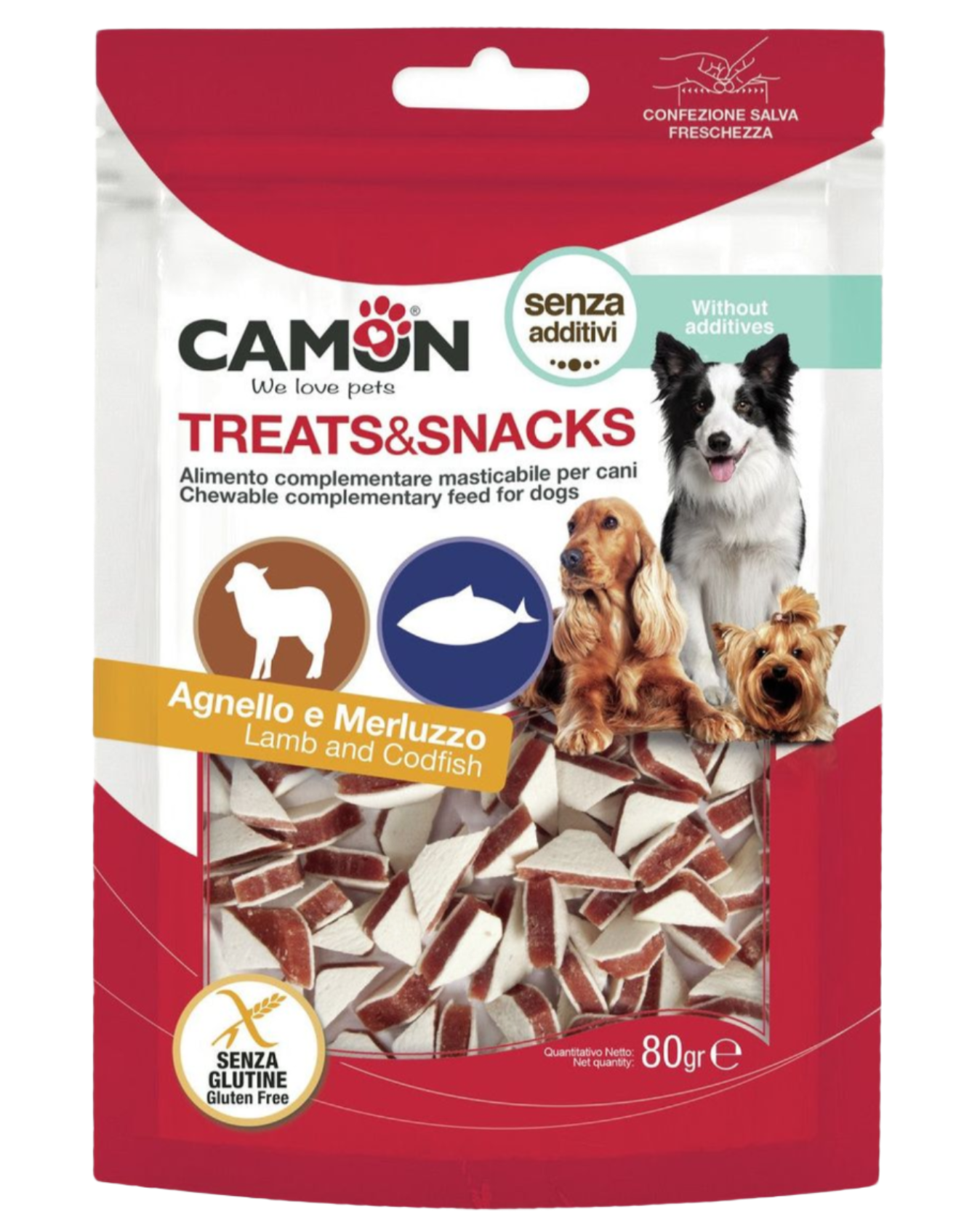 CAMON – חטיף משולשים בטעם כבש ודג לכלבים