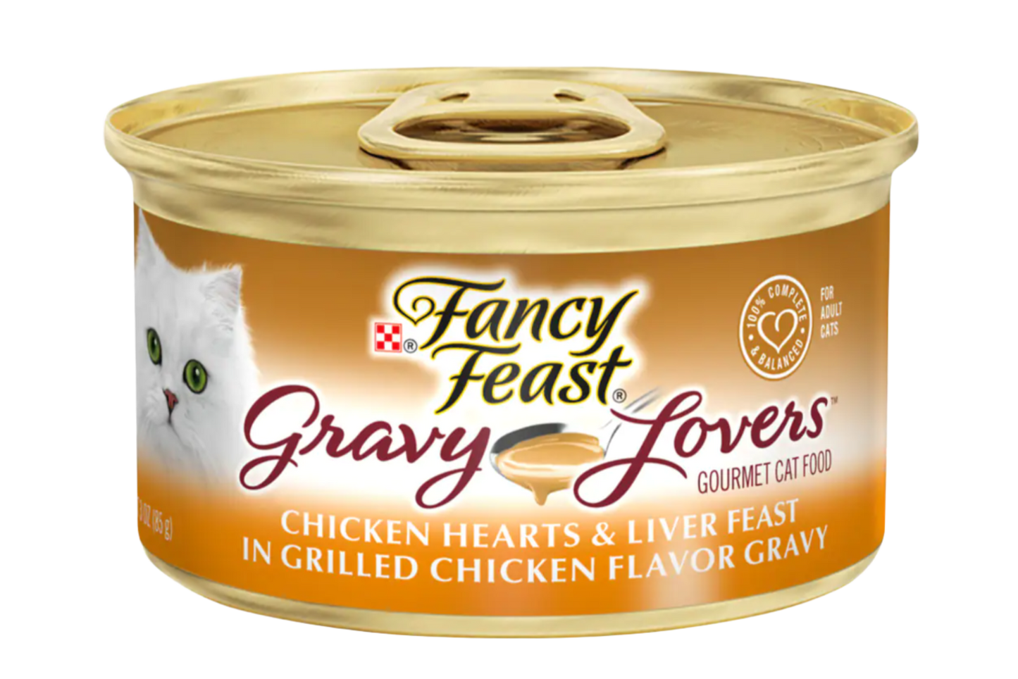 Fancy Feast – שימורי לבבות עוף וכבד ברוטב עשיר לחתולים (85 גרם)