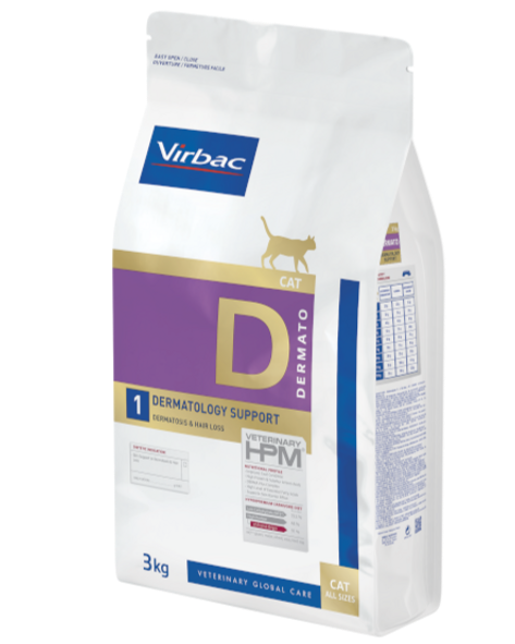 Virbac תמיכה בדרמטולוגיה של חתול D1 וירבק