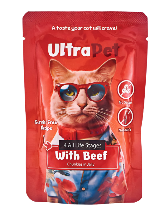 פאוץ' אולטרה פט בטעם בקר לחתול | 85 גרם