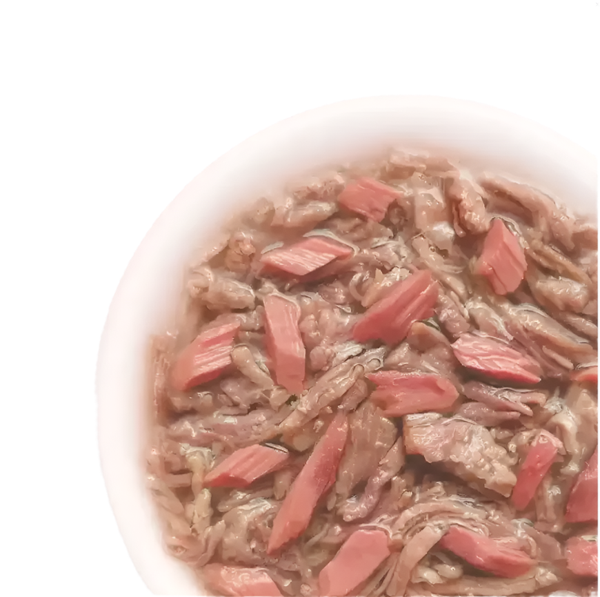 מעדן פאוץ' Cat Fest – נתחי ברווז וטונה בג'לי | 70 גרם