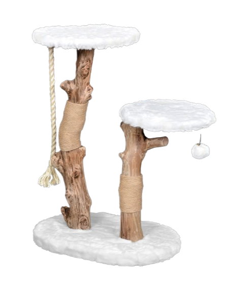 מתקן גירוד לחתול עם פרווה לבנה דגם דגם HY18336