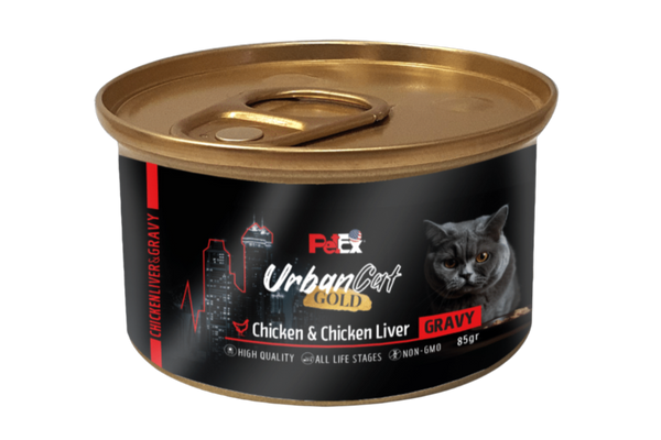 PETEX Urban Cat GOLD – שימור עוף עם ברווז ברוטב לחתולים (85 גרם)
