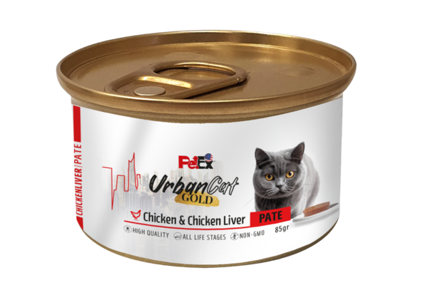 PETEX Urban Cat GOLD – שימור פטה עוף עם כבד עוף לחתולים (85 גרם)