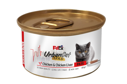 PETEX Urban Cat GOLD – שימור פטה עוף עם כבד עוף לחתולים (85 גרם)