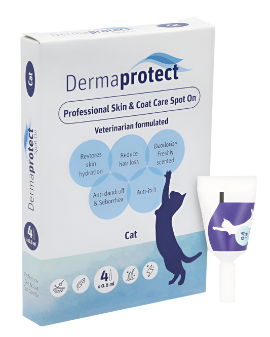 DermaProtect לחתול – אמפולות להפחתת נשירה וטיפוח הפרווה